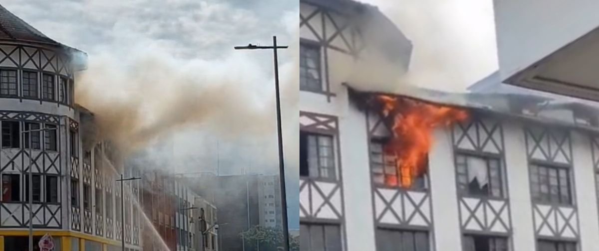 Fogo em loja no Centro de Joinville gera coluna de fumaça e mobiliza bombeiros - Imagem do artigo original