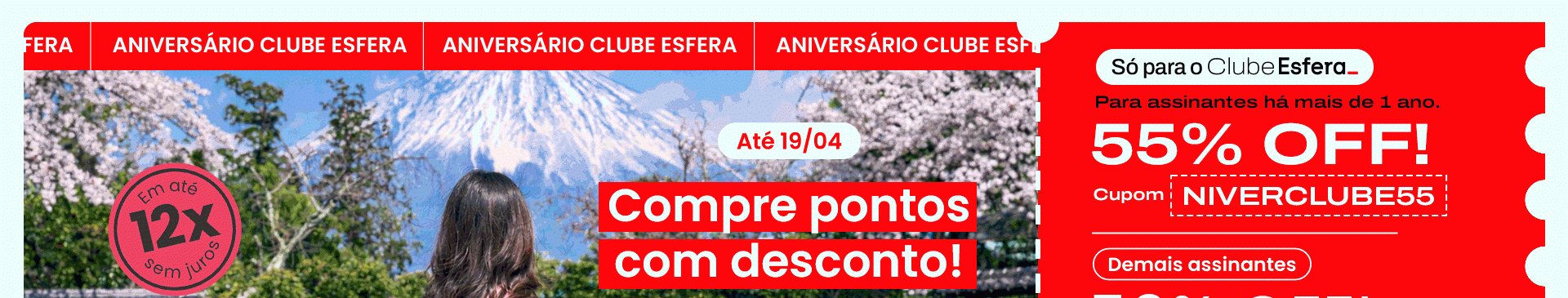 Esfera concede até 55% de desconto na compra de pontos e permite parcelamento em 12 vezes - Imagem do artigo original