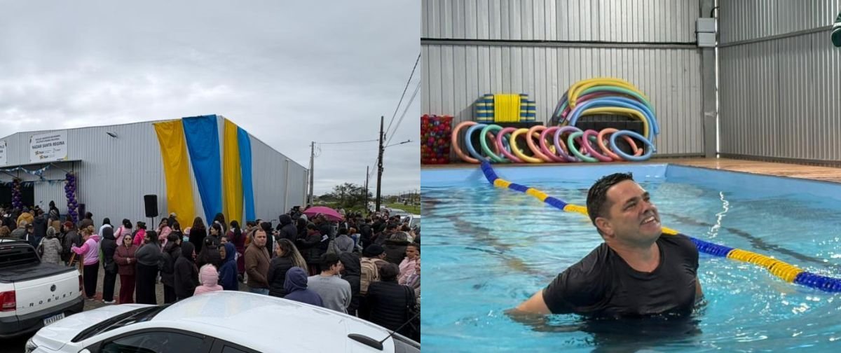 Filas quilométricas marcam inauguração de complexo esportivo com Projeto Nadar em Itajaí; prefeito entra na piscina - Imagem do artigo original