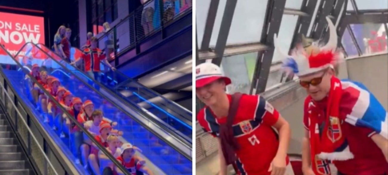 Torcedores da Noruega transformam escada rolante em ‘barco viking’ antes da estreia na Copa de 2026 - Imagem do artigo original