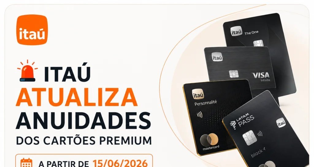 🚨 ITAÚ ATUALIZA ANUIDADES DOS CARTÕES PREMIUM A PARTIR DE 15/06/2026 – ALTA RENDA BLOG - Imagem do artigo